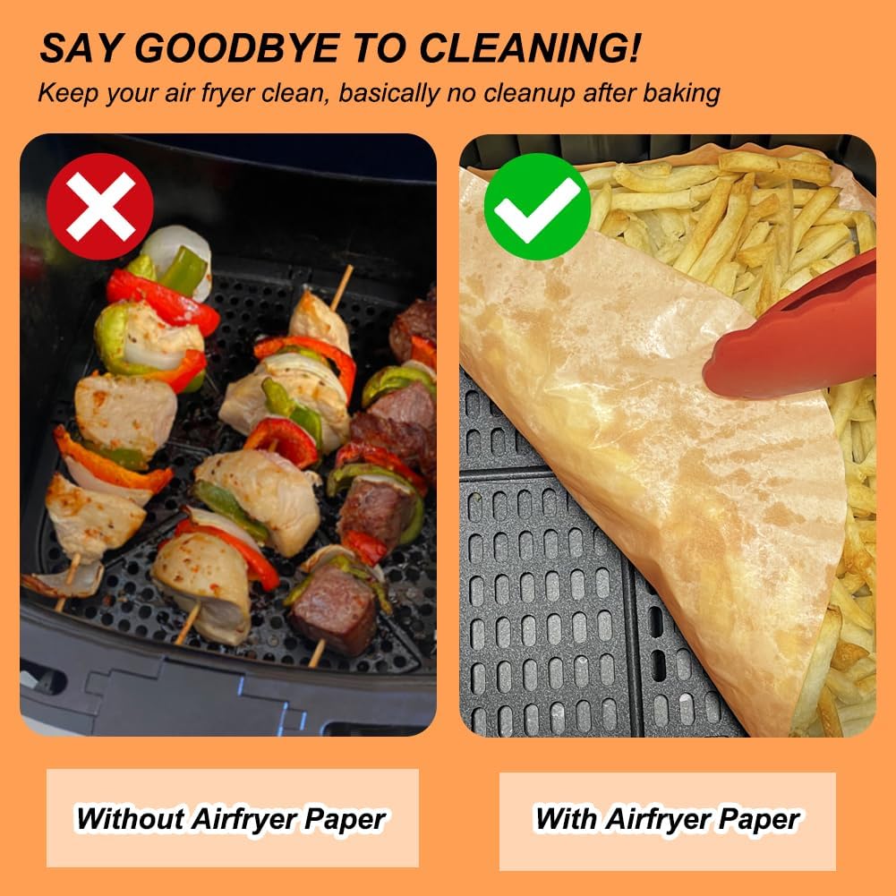 BYKITCHEN Hojas para freidora de aire para parrilla Ninja AG301, Cosori, freidora de aire Gourmia, filtros de papel pergamino cuadrados de 9