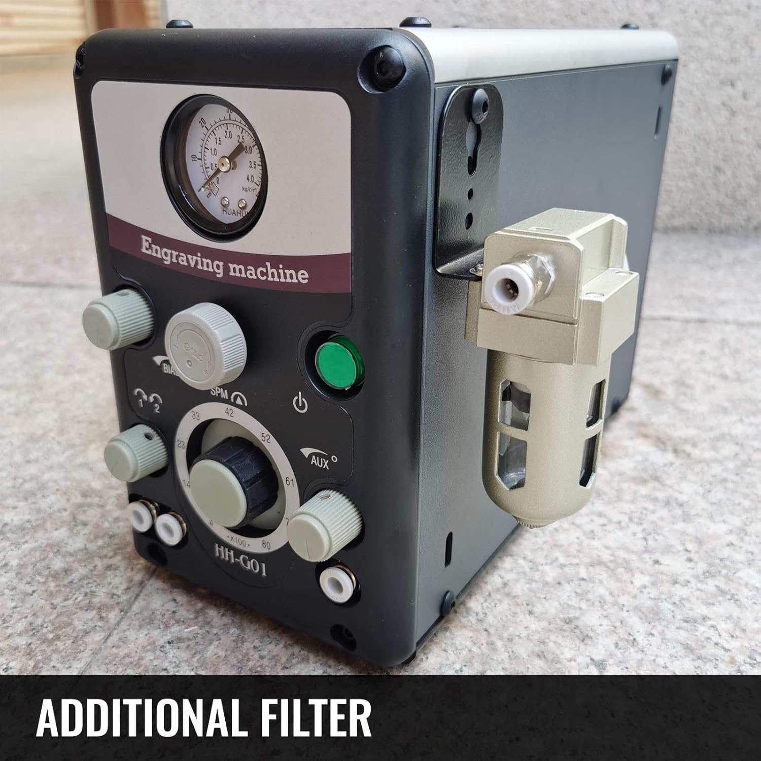 VEVOR Máquina neumática grabadora de joyas 110V 60Hz Máquinas neumáticas de grabado a mano 400-8000 RPM Graver neumática de doble cabeza micro