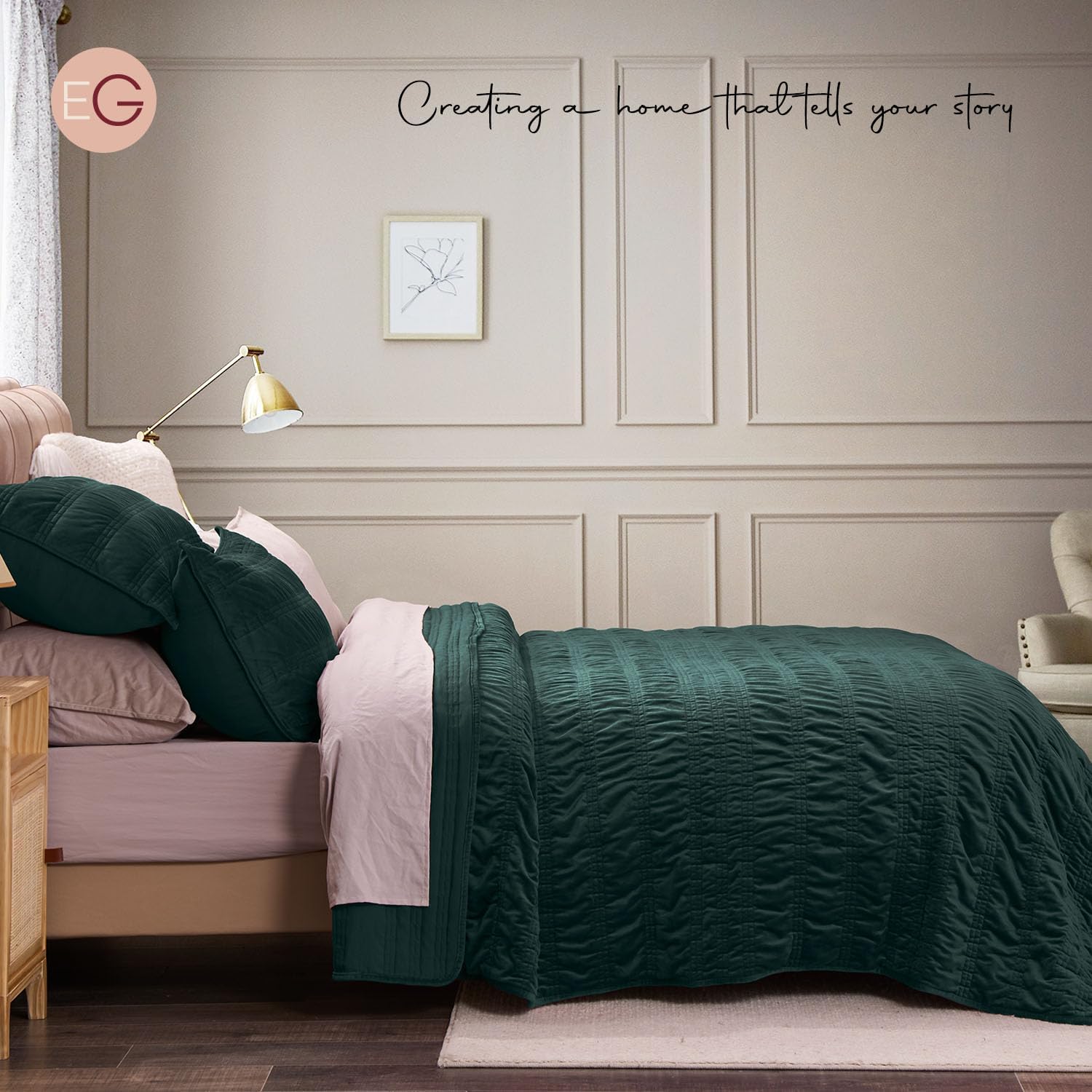 EVERGRACE Juego de edredón de terciopelo de lujo tamaño King, ropa de cama de terciopelo ultrasuave, juego de colcha de terciopelo fruncido, juego