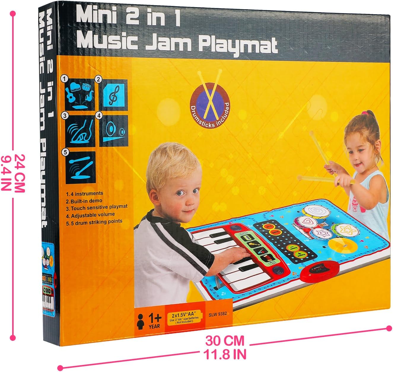 Regalo de cumpleaños para niño de 1 año, tapete de música para niños pequeños de 1 a 3, juguetes de aprendizaje de música 2 en 1 para bebés de 1 a 3