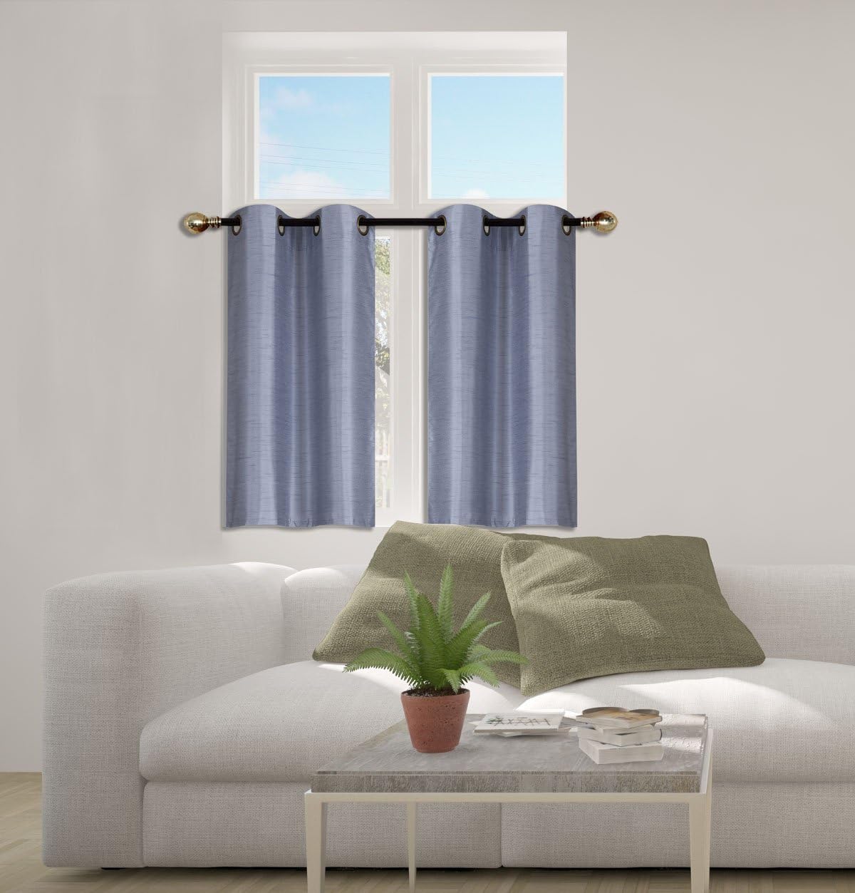 Elegant Home – Cortina opaca con aislamiento de seda sintética con ojales, 2 paneles de 28 pulgadas de ancho x 36 pulgadas de largo, cada uno para