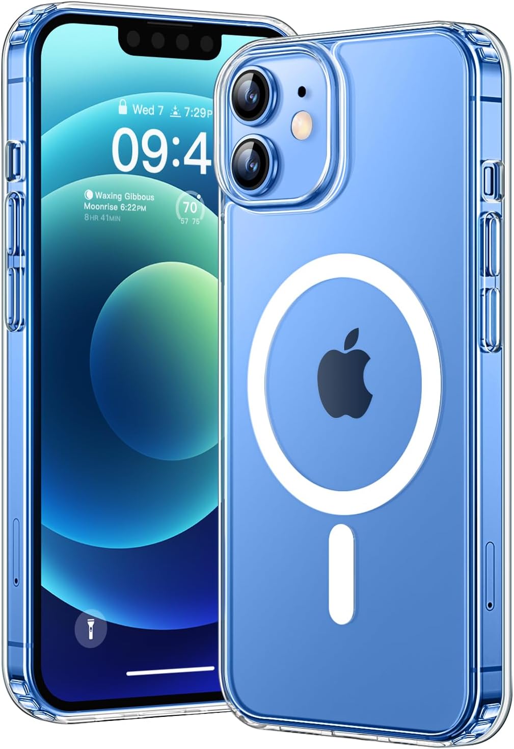 CANSHN Funda magnética diseñada para iPhone 1212 Pro transparente, compatible con carga inalámbrica MagSafe no se pone amarillenta y probada contra