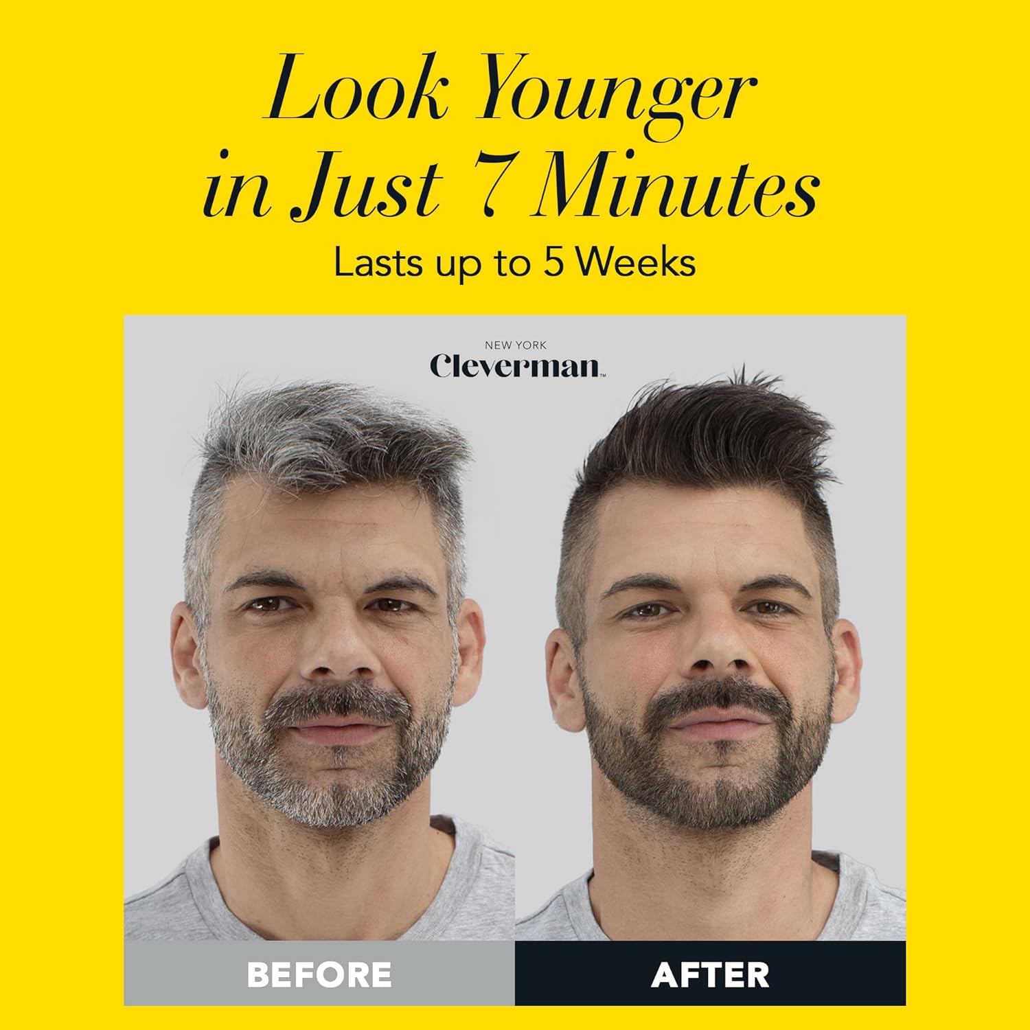 Cleverman Tinte negro para cabello y barba para hombres, kit reutilizable todo en uno  Color para hombre para una cobertura gris de aspecto natural,