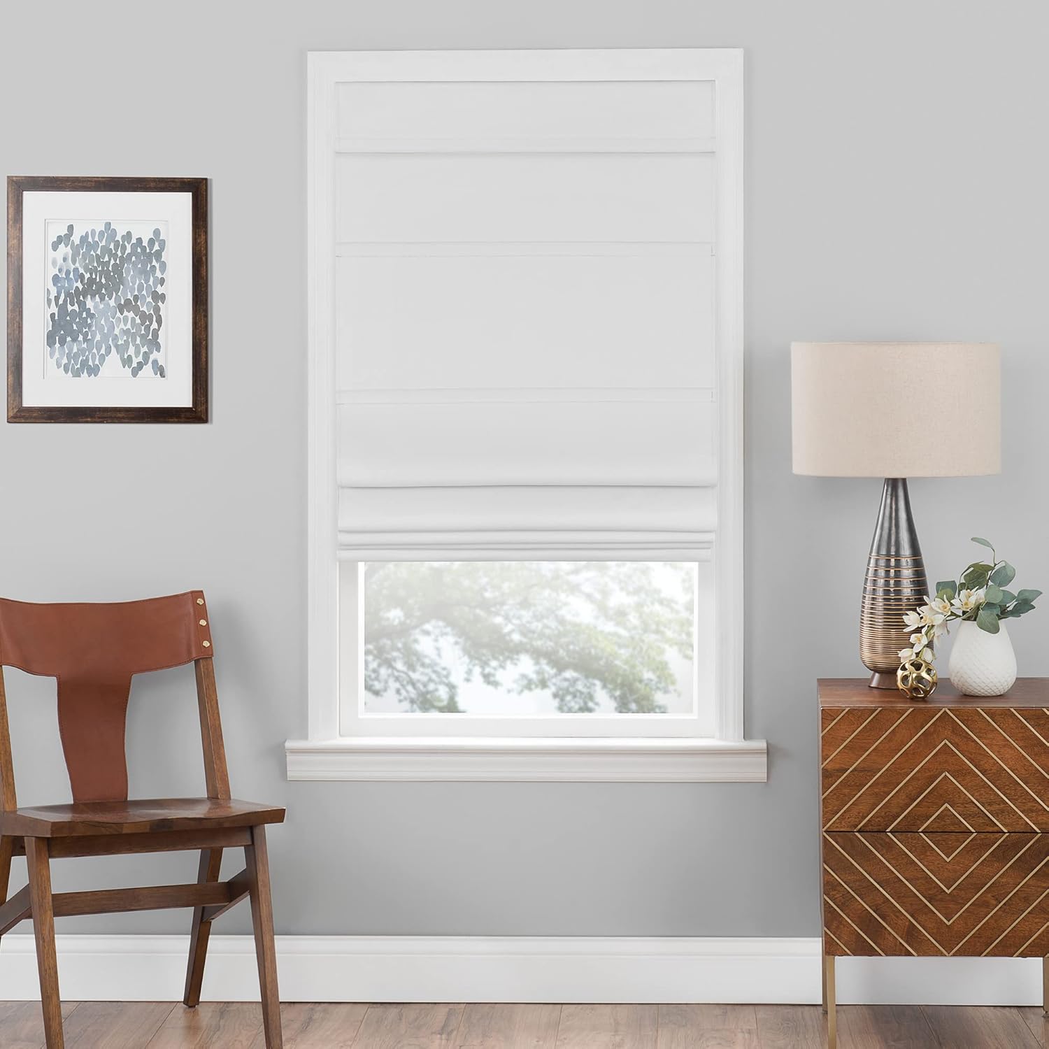 Achim Home Décor – Persianas romanas sin cordones para ventanas, 27 pulgadas de ancho x 64 pulgadas de largo, persianas opacas de poliéster para