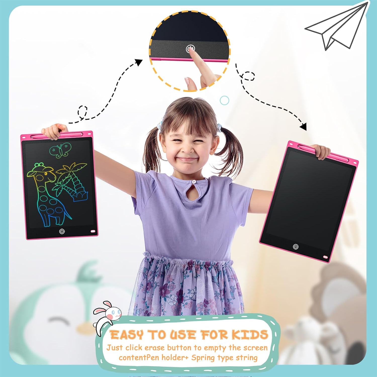 Dirrelo LCD Writing Tablet for Kids, Toddler Toys Drawing Tablet Doodle Board 3 Pack 10inch Drawing Writing Tablet Pad, Girls Boys Birthday Gifts