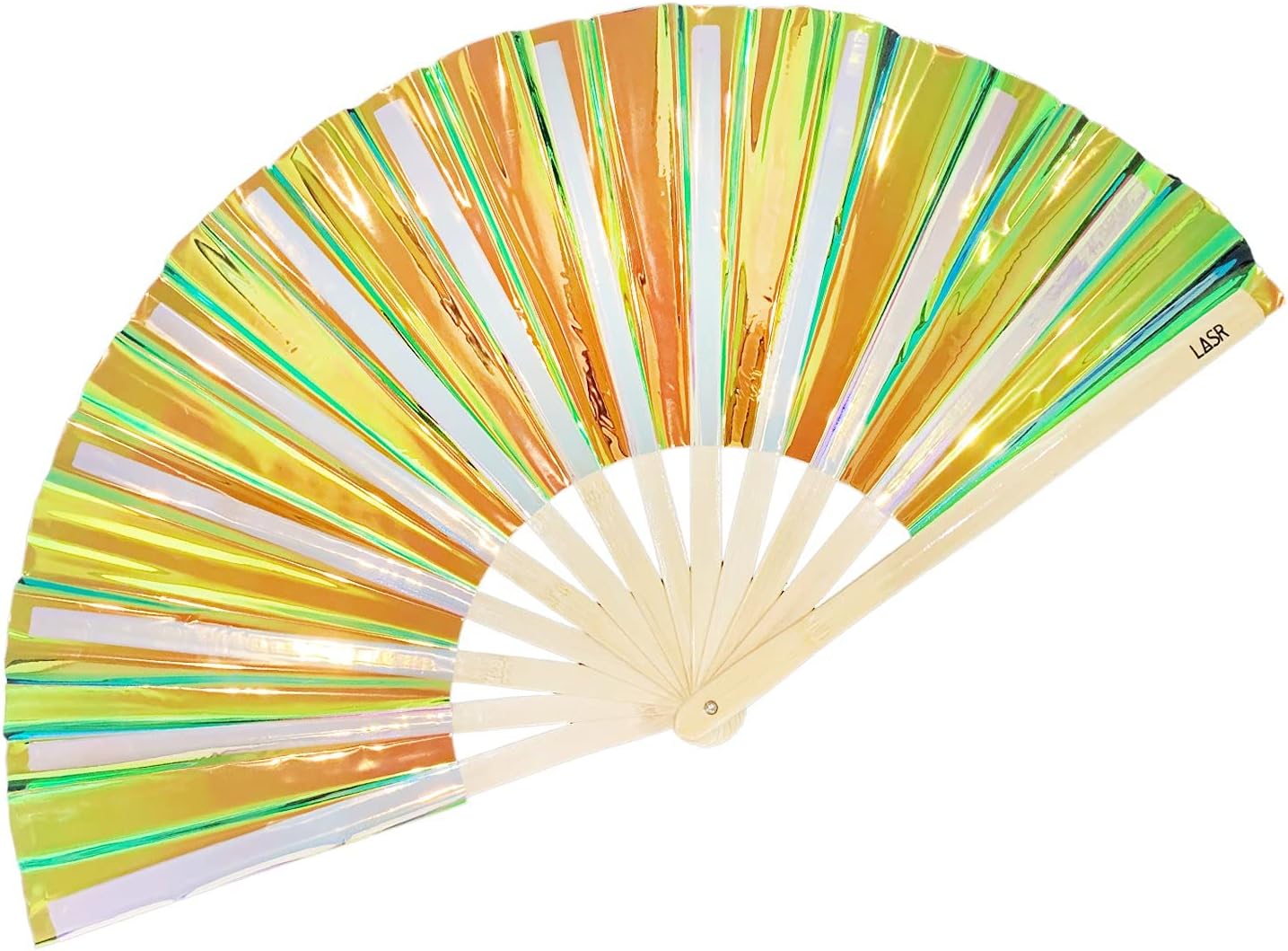 LASR Ventilador de mano líquido de onda de choque iridiscente para festival, equipo rave, exclusivo