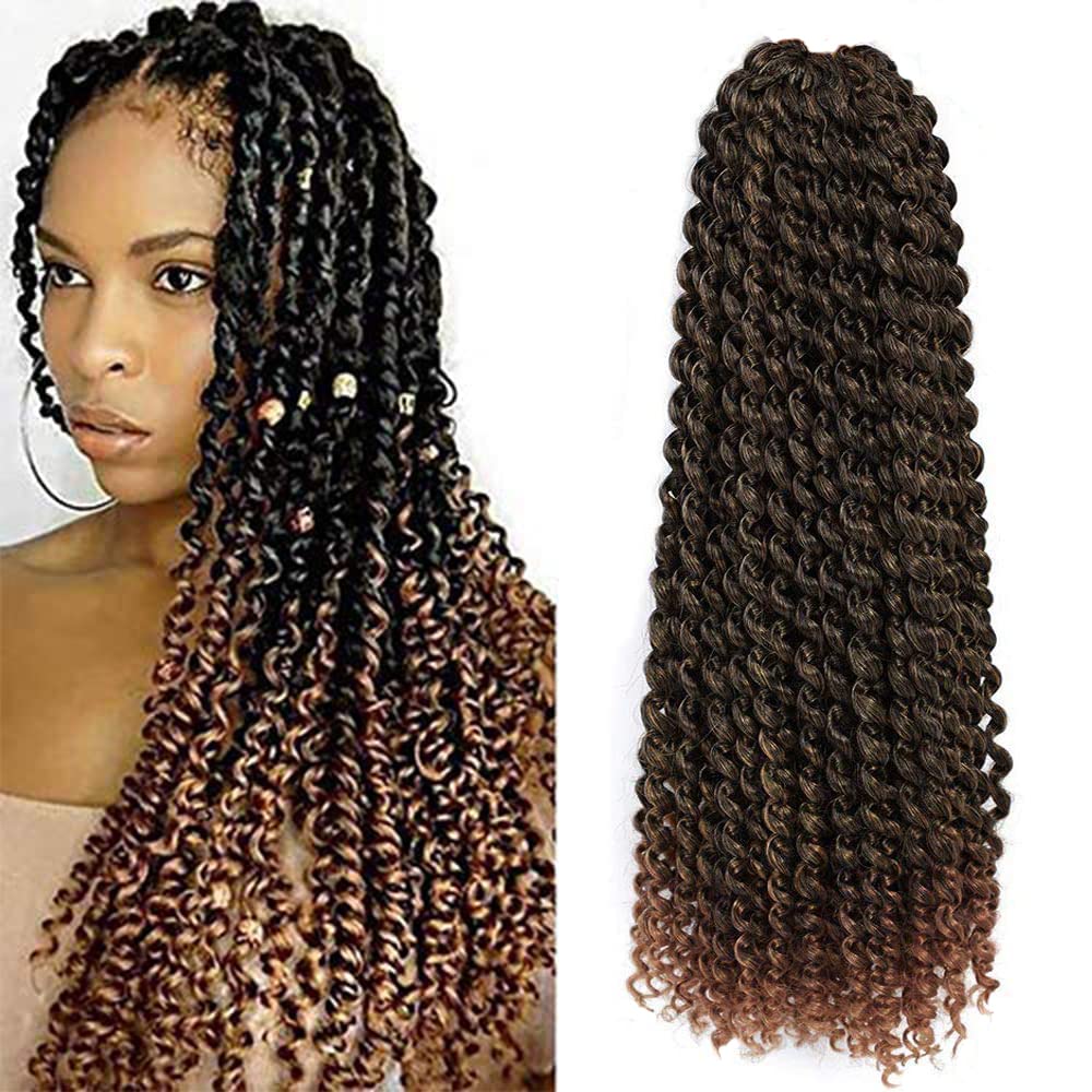 8 paquetes de extensiones de cabello rizado de 18 pulgadas, Passion Twist, con ondas de agua, crochet, ombre, para trenzar