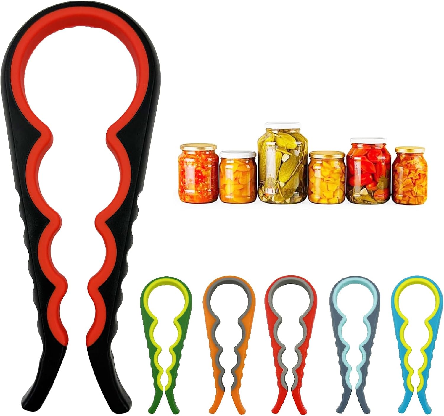 Abrebotellas para manos débiles, herramienta de apertura de tapas de latas antideslizante multifunción 4 en 1, adecuado para personas mayores con