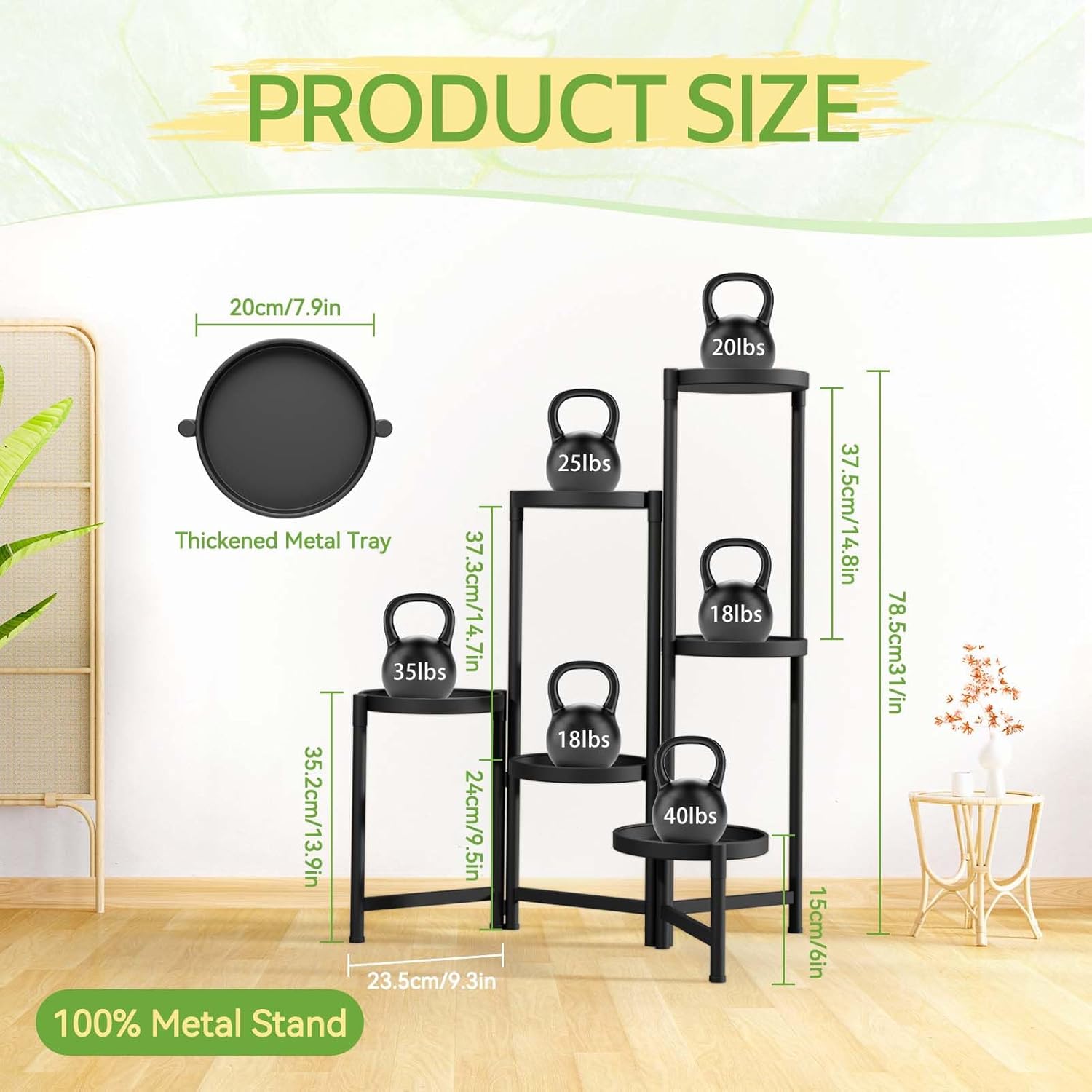 iDavosic.ly Soporte para plantas de 6 niveles para interiores, soporte de esquina de metal escalonado para plantas al aire libre para múltiples