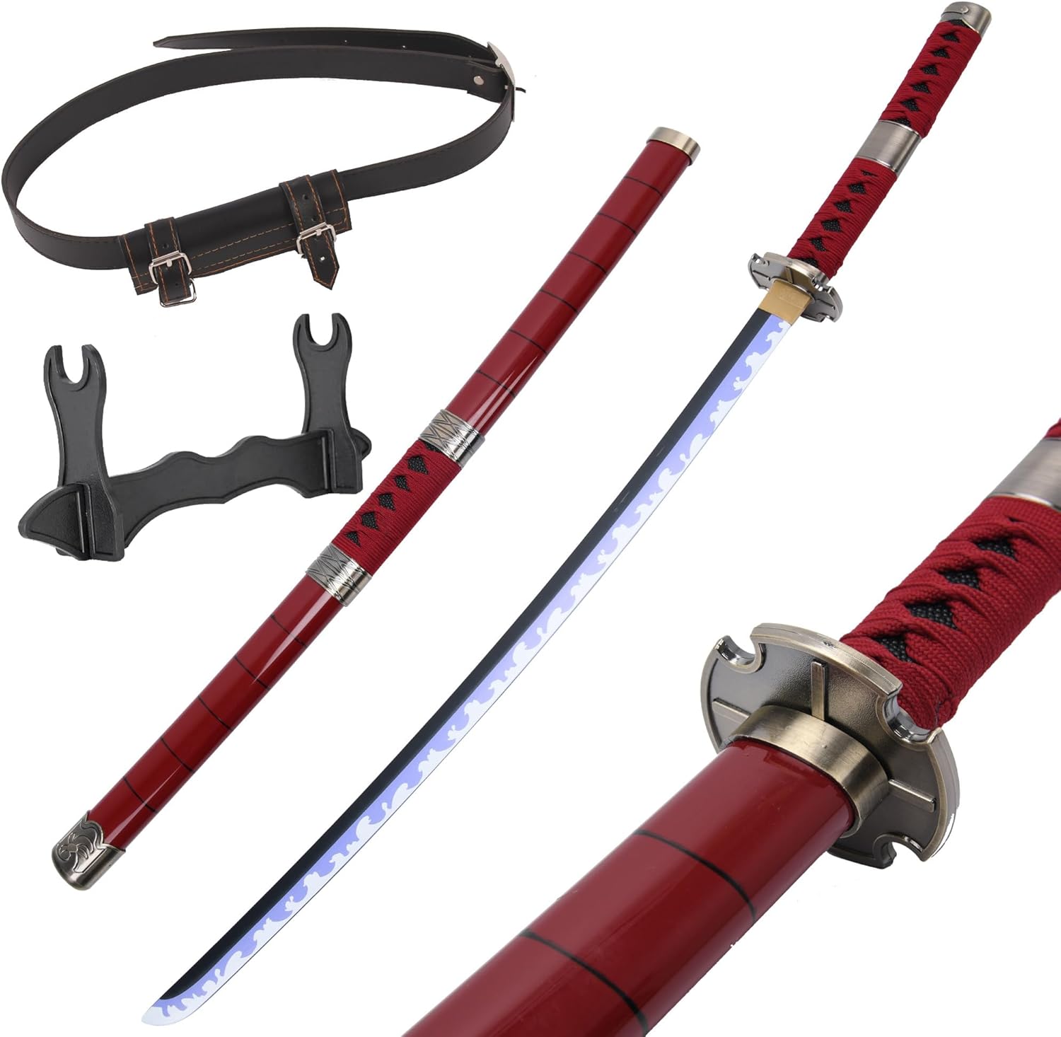Espadas Roronoa Zoro, Samurai para cosplay, Shusui & Wado Ichimonji y Sandai Kitetsu Yubashiri, aproximadamente 41 pulgadas en general, para juegos