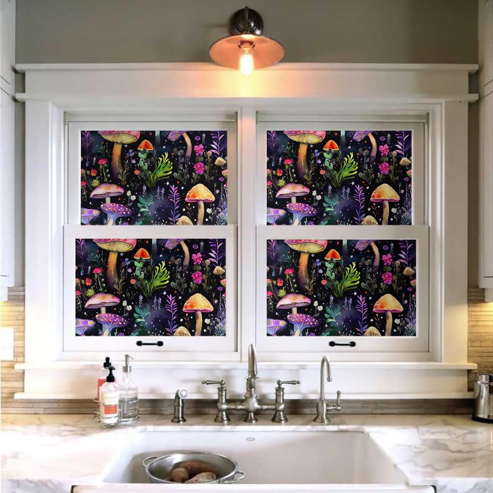 VistaPalette Papel tapiz autoadhesivo autoadhesivo de 18 x 236 pulgadas, diseño de bosque de hongos coloridos y mágicos oscuros, papel de contacto