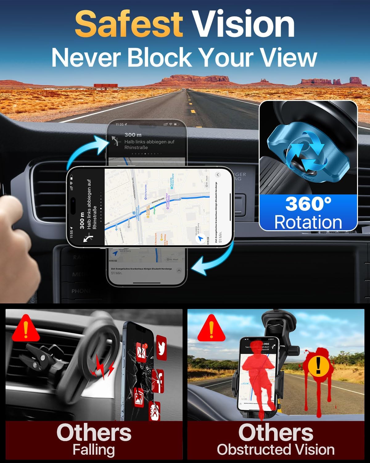 2024 más reciente actualizado para MagSafe Car Vent Mount HTU Los mejores imanes Soportes de teléfono de automóvil para iPhone, gancho de metal,