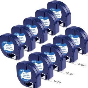 Paquete de 10 cintas de repuesto Aonomi para Dymo Letratag 91331 S0721660, cinta de etiquetas de plástico LT de 12 pulgadas x 13 pies (0.472 in x Paquete de 10 cintas de repuesto Aonomi para Dymo Letratag 91331 S0721660, cinta de etiquetas de plástico LT de 12 pulgadas x 13 pies (0.472 in x