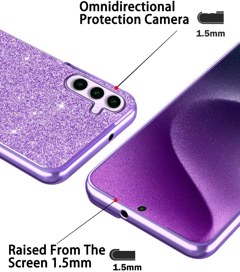 Funda compatible con Samsung Galaxy S23 FE 5G, funda delgada con purpurina para mujer, protección contra caídas, resistente funda Hybird para S23 FE