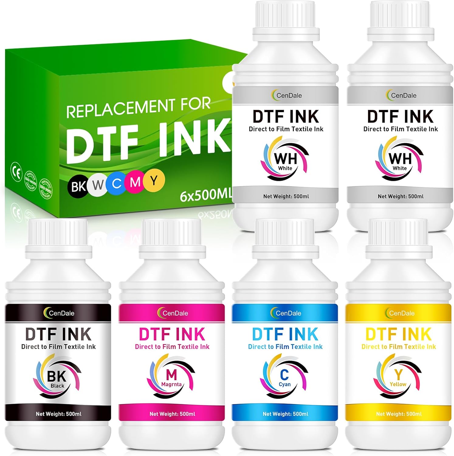 Tinta DTF prémium de 101.4 fl oz – Tinta de transferencia DTF para película de PET, tinta DTF de repuesto para Epson ET-8550, L1800, L800, XP15000,