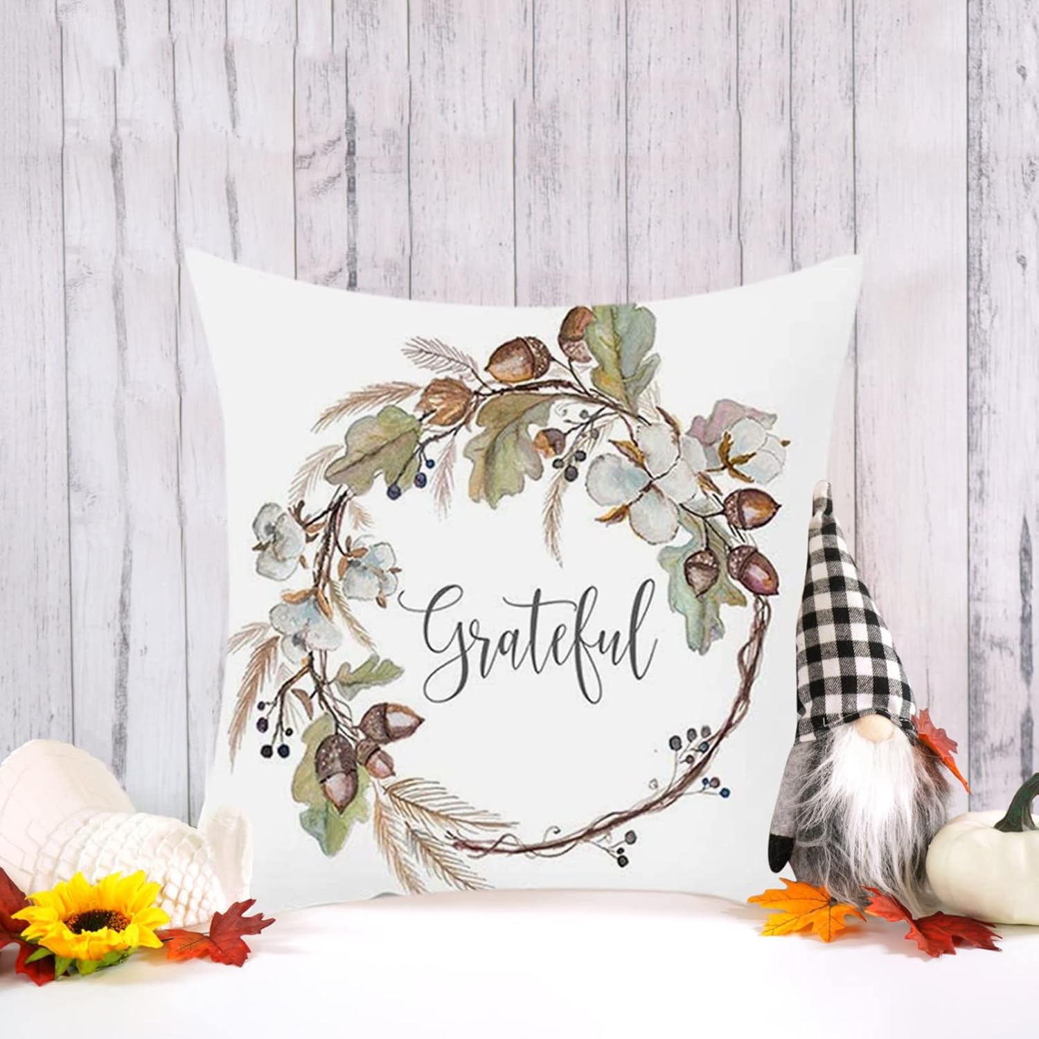Juego de 4 fundas de almohada decorativas de otoño, decoración de granja de calabaza, calabaza, hoja de arce, funda de cojín decorativa de otoño