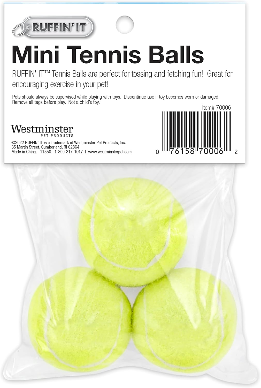 Ruffin’ It Pelotas de tenis pequeñas, juguete para perros de tamaño pequeño para parque, hogar o playa, paquete de 3