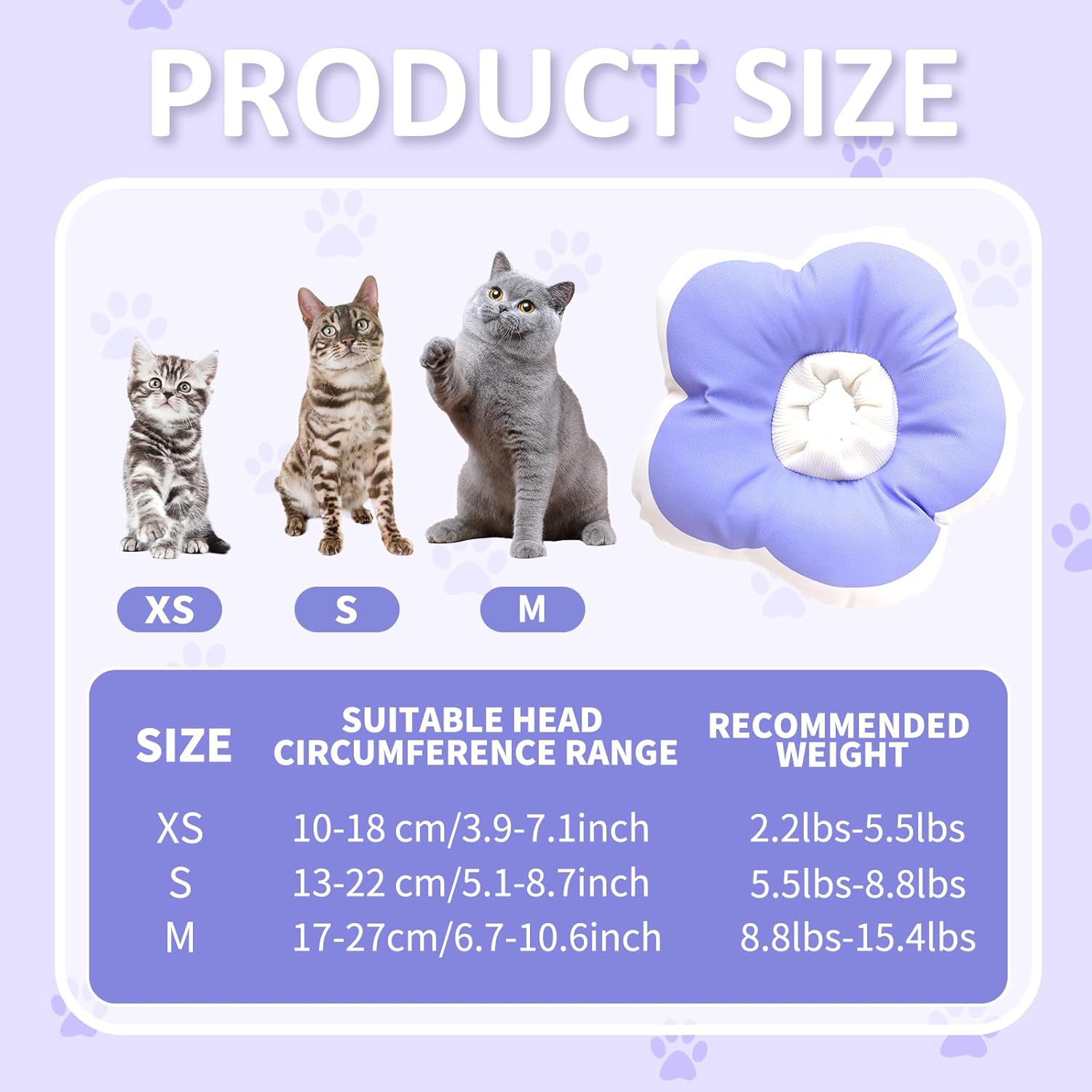 Collar ajustable de cono de pétalo para gatos, suave, lindo e impermeable, collar de recuperación isabelino para gatitos y perros pequeños,