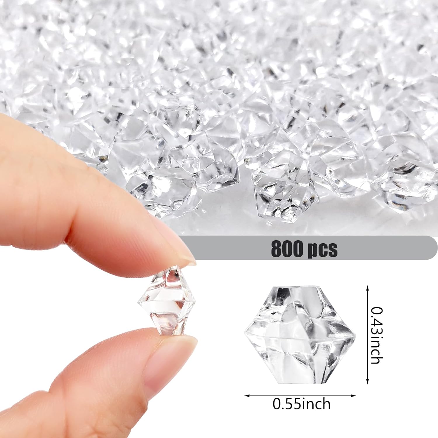Cubos de hielo falsos reutilizables, accesorios de fotografía para accesorios de boda, rellenos de jarrón, dispersión de mesa (transparente-0.433 x