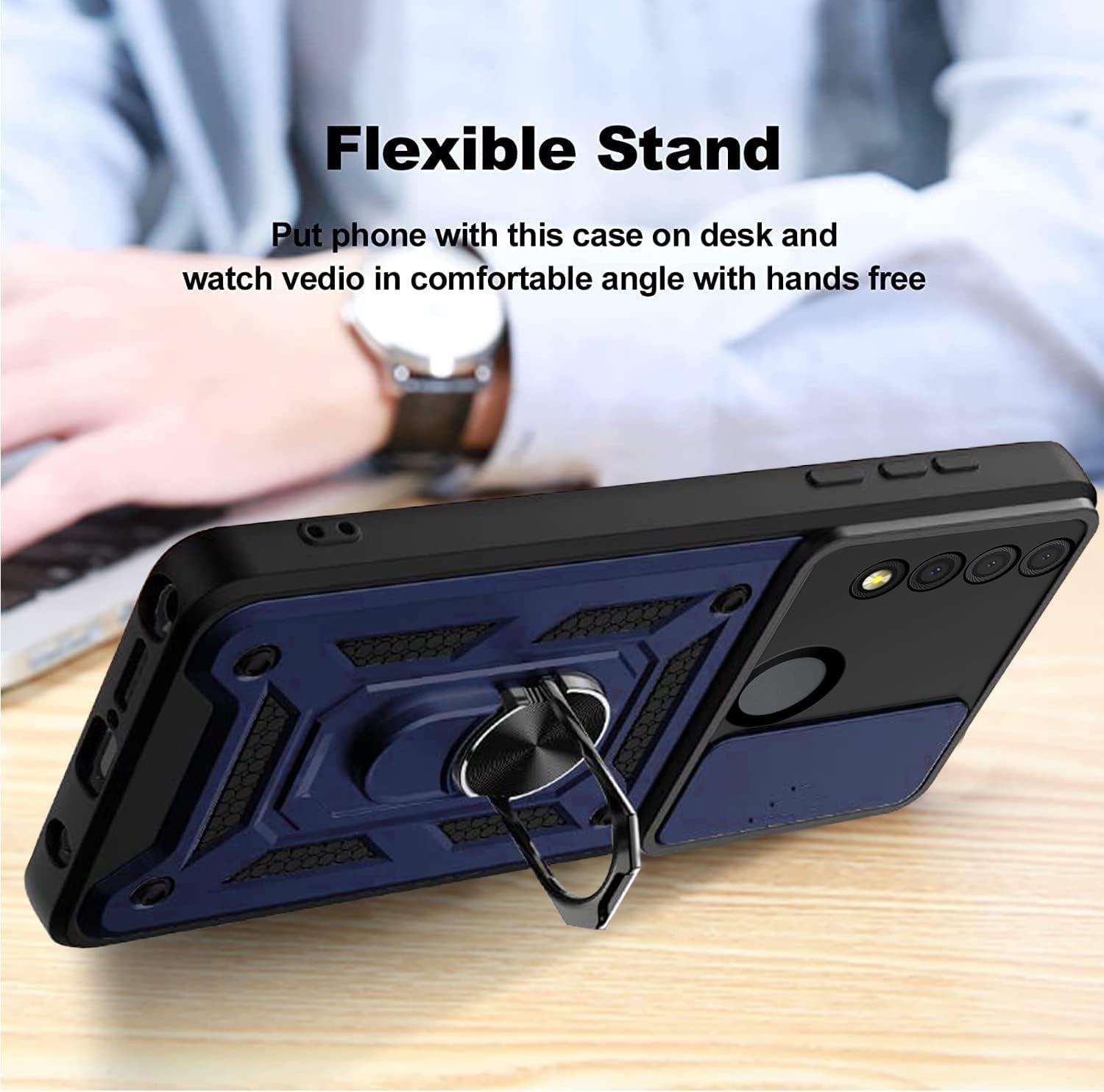 JCUEGRNY Funda compatible con TCL 30 XE 5G, TCL 20R 5G, 2 unidades protector de pantalla HD. Cubierta protectora de cámara deslizante integrada,