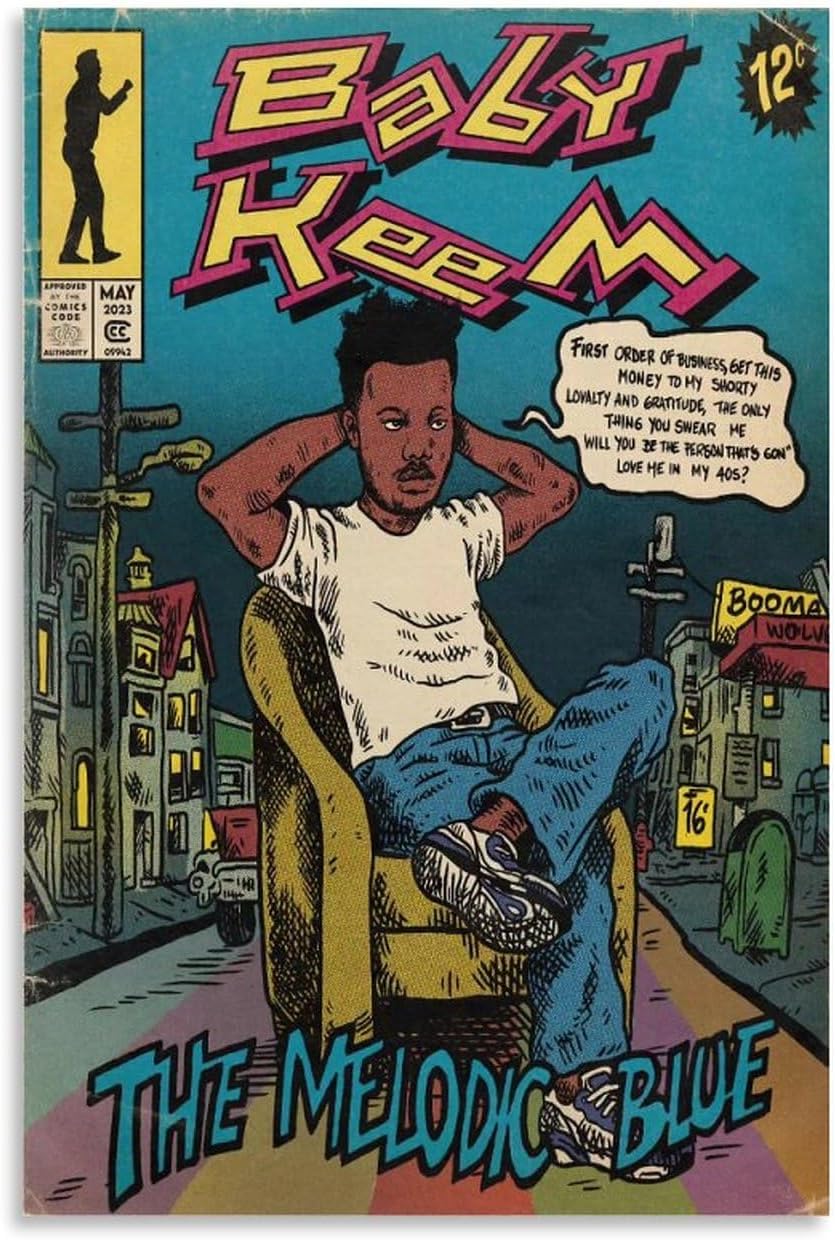 Baby Keem The Melódico – Póster artístico de cómics para dormitorio, lienzo estético, decoración de pared, 24 x 36 pulgadas (23.6 x 35.4 in)