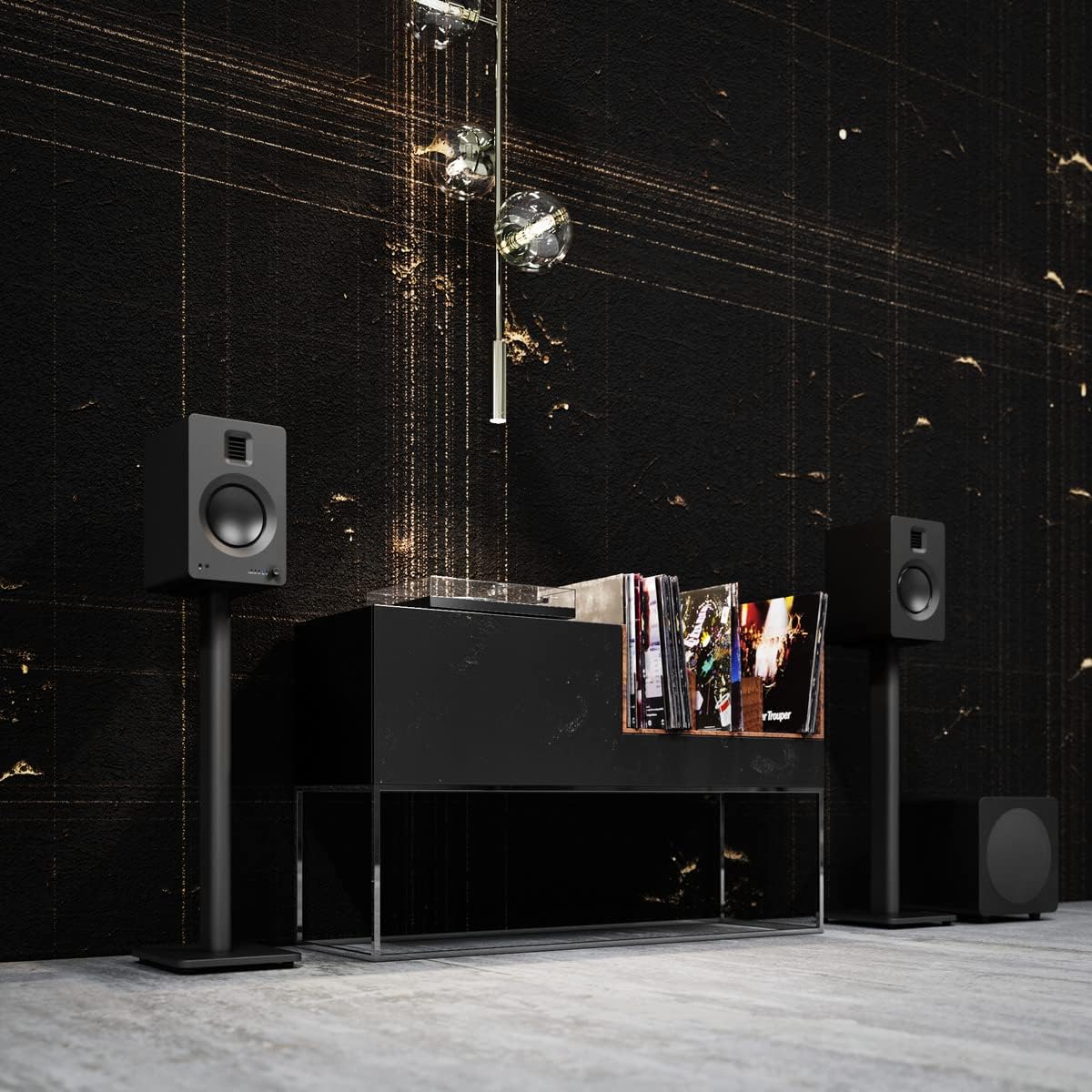 Kanto SP26PL – Soportes universales para altavoces de estantería  26 pulgadas de alto  Placa superior giratoria de dos tamaños con acolchado de