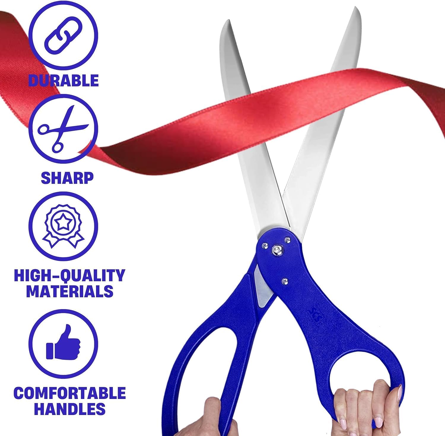Tijeras azules de gran apertura de 25 pulgadas  Tijeras gigantes azules para ceremonia de corte de cinta, tijeras de alta resistencia, tijeras de