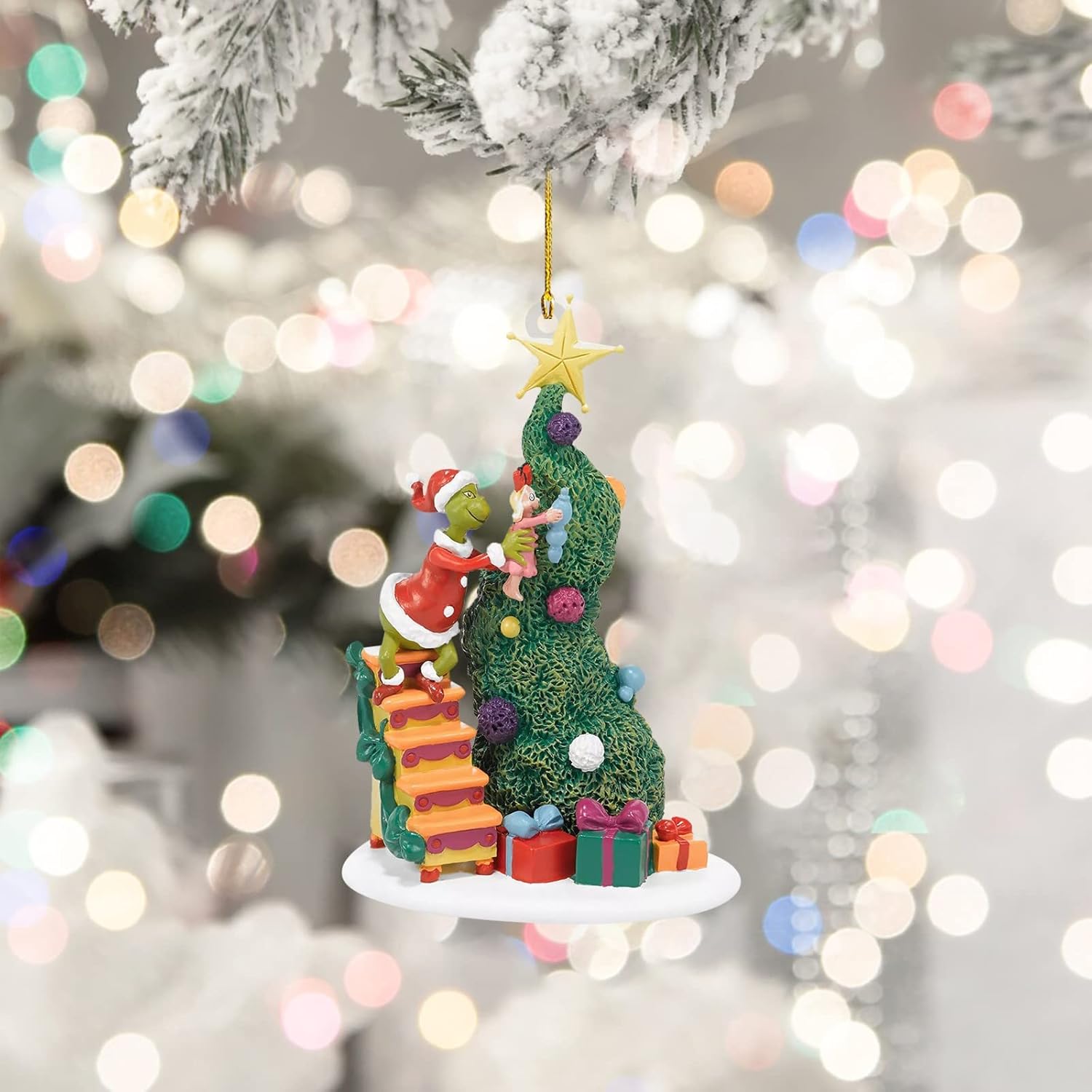 Adorno colgante de acrílico de invernadero de Navidad, árbol de Navidad, colgante de dibujos animados para el hogar, mochila retrovisora del