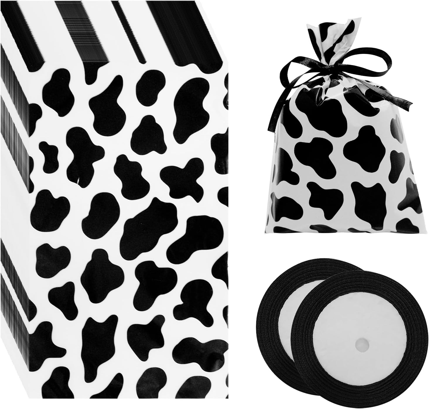 CONEHOY 102 bolsas de plástico con estampado de vaca, bolsas de regalo para fiestas temáticas de vaca, bonitas bolsas de almacenamiento de dulces