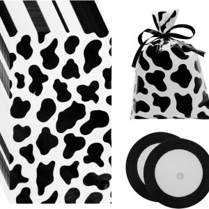 CONEHOY 102 bolsas de plástico con estampado de vaca, bolsas de regalo para fiestas temáticas de vaca, bonitas bolsas de almacenamiento de dulces CONEHOY 102 bolsas de plástico con estampado de vaca, bolsas de regalo para fiestas temáticas de vaca, bonitas bolsas de almacenamiento de dulces