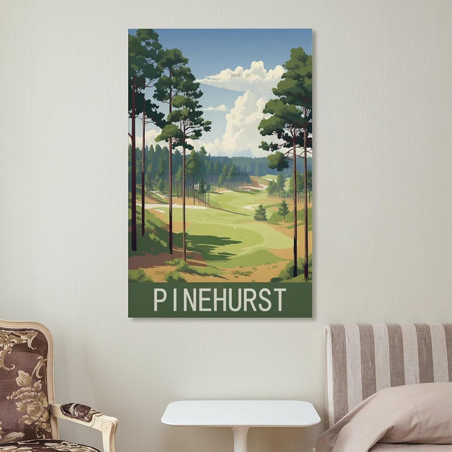 GuYaNa Pinehurst – Póster de viaje vintage de Carolina del Norte, 08 x 12 pulgadas (7.9 x 11.8 in), lienzo para decoración de pared, sala de estar,