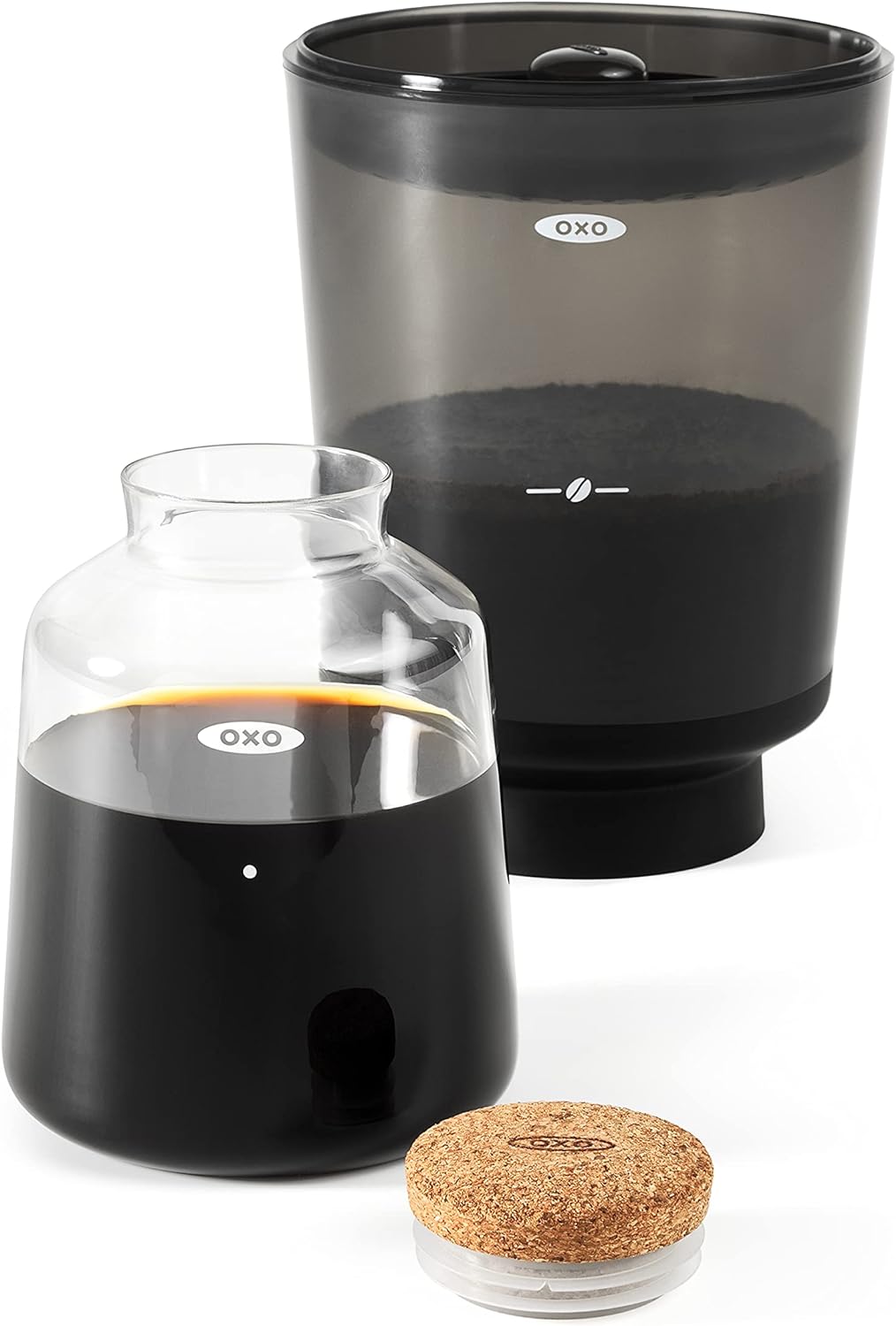 OXO Brew – Cafetera compacta de café frío y cafetera de una sola porción, 12 onzas, color blanco