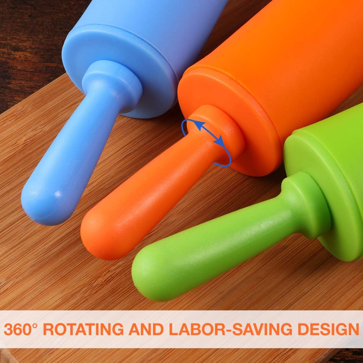 STOBOK Mini rodillos para niños, herramientas de masa para el hogar, cocina, niños, paquete de 3 (color al azar)