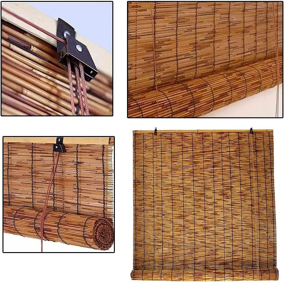 Persianas de patio enrollables, persianas de bambú para exteriores, persianas de caña de sombreado con aislamiento Thernal, pantalla de bambú opaca,