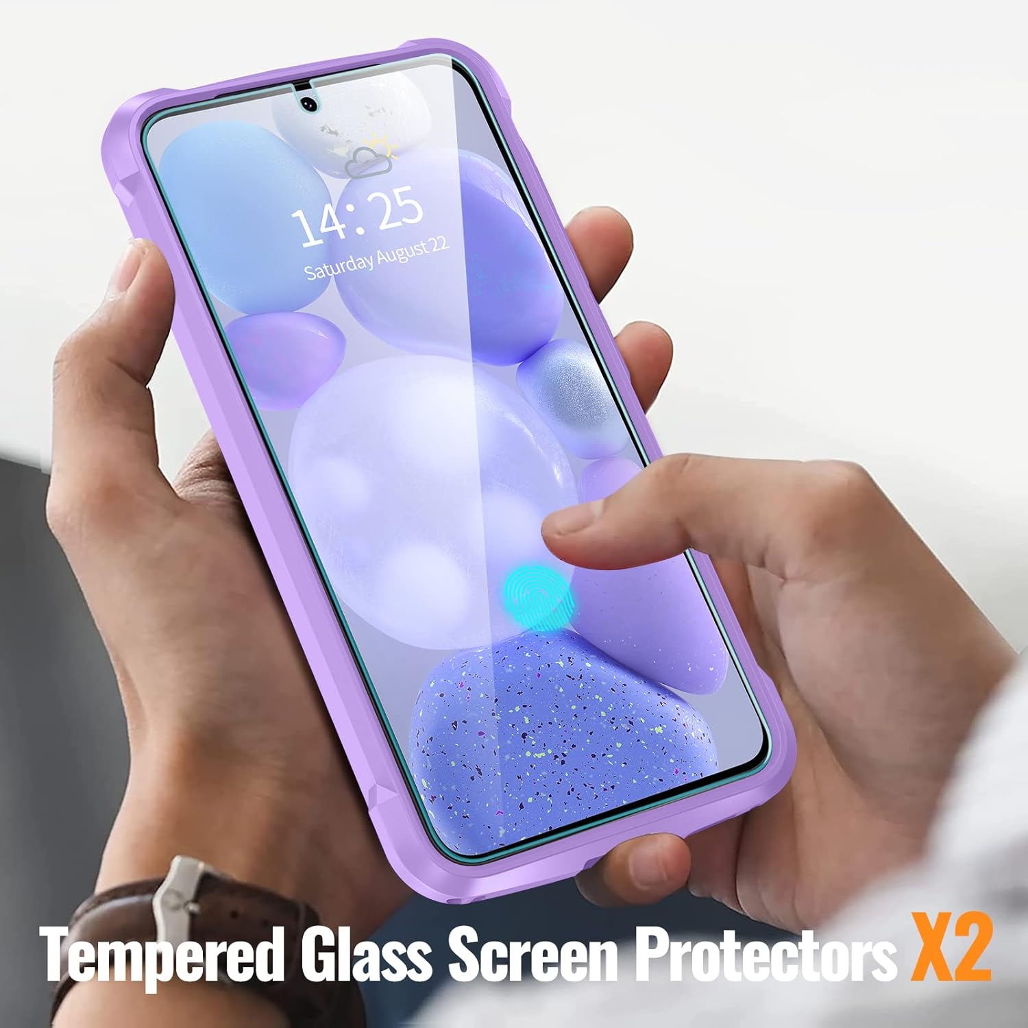 Oterkin Funda transparente para Samsung Galaxy S23+, antiamarilleo, 2 protectores de pantalla de vidrio templado, 4 bolsas de aire, a prueba de