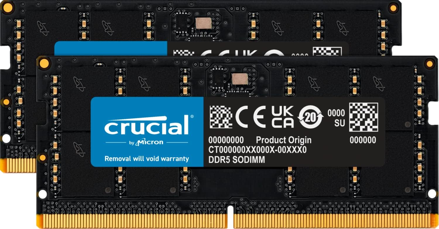 Crucial RAM 32GB Kit (2x16GB) DDR5 5200MHz (o 4800MHz) Memoria portátil CT2K16G52C42S5