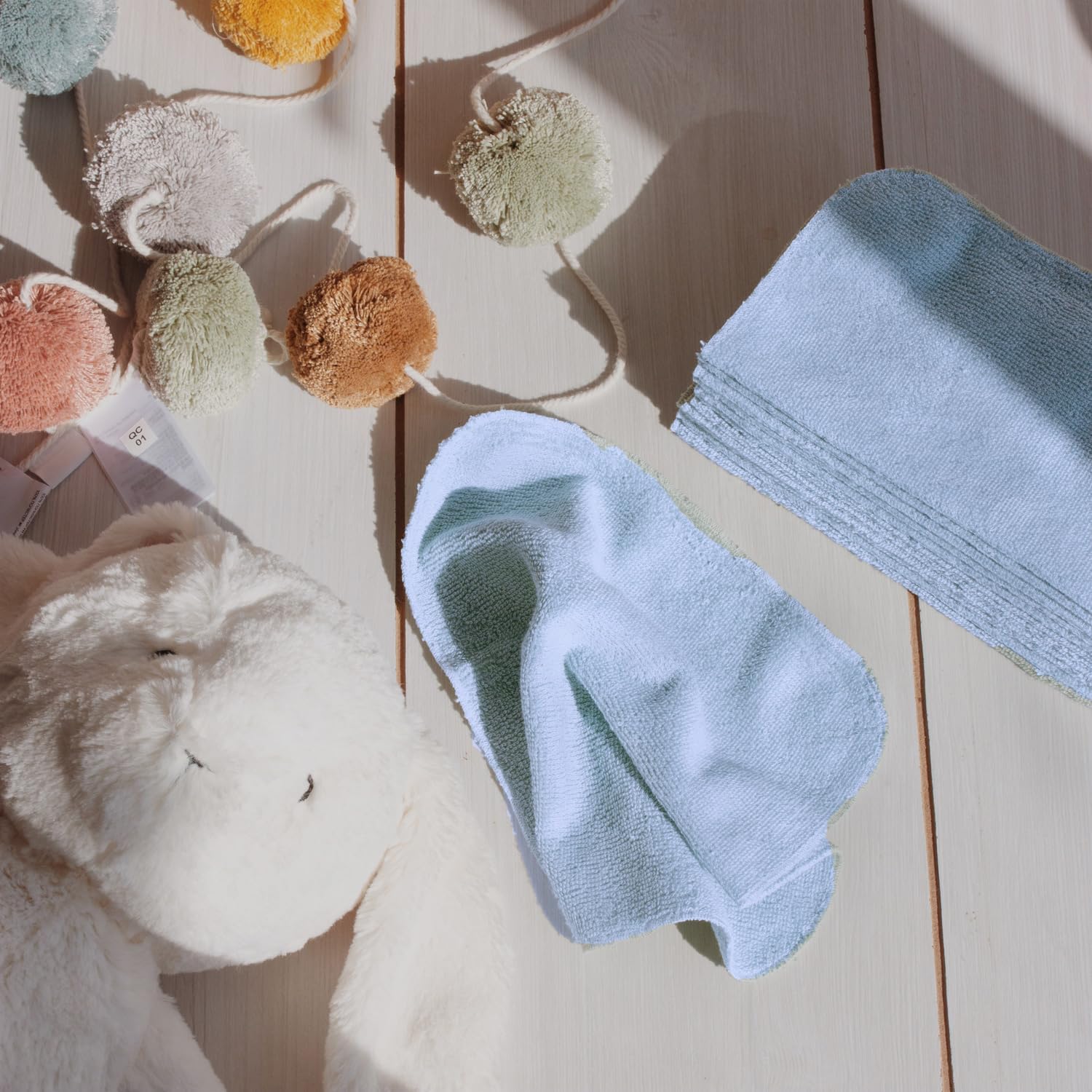 Paquete de 12 paños de rayón de bambú con bolsa de embrague multiusos, toallas absorbentes ultrasuaves para cara, cuerpo, ducha, maquillaje, bebé,