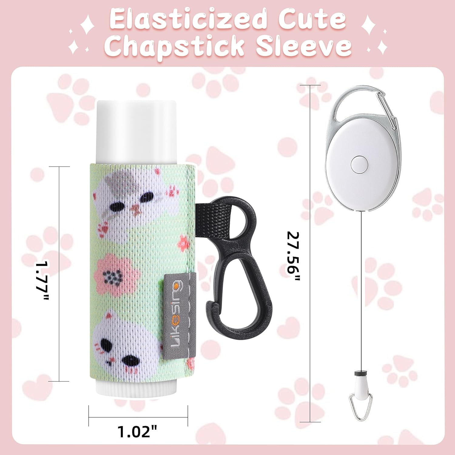 Soporte para llavero, soporte para bálsamo labial, bolsa de manga para lápiz labial con clip, brillo de labios elástico, regalos para amigos,