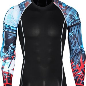 Camiseta de manga larga con protección UPF 50+, ajuste de rendimiento, de compresión, para hombre, camiseta de entrenamiento para natación Camiseta de manga larga con protección UPF 50+, ajuste de rendimiento, de compresión, para hombre, camiseta de entrenamiento para natación