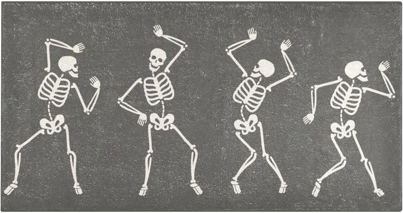 Joisal Funny Skeletons Dancing – Tapete de baño lavable a máquina, tapete de goma absorbente, 39 x 20 pulgadas