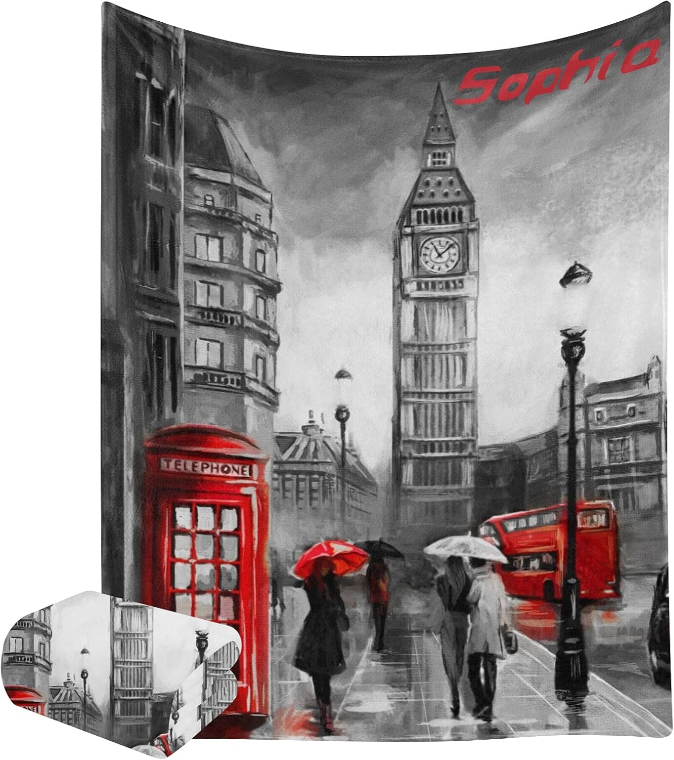 Manta personalizada de Inglaterra Londres Big Ben para bebé, manta personalizada para niños y niñas, cumpleaños, baby shower, perros o mascotas,