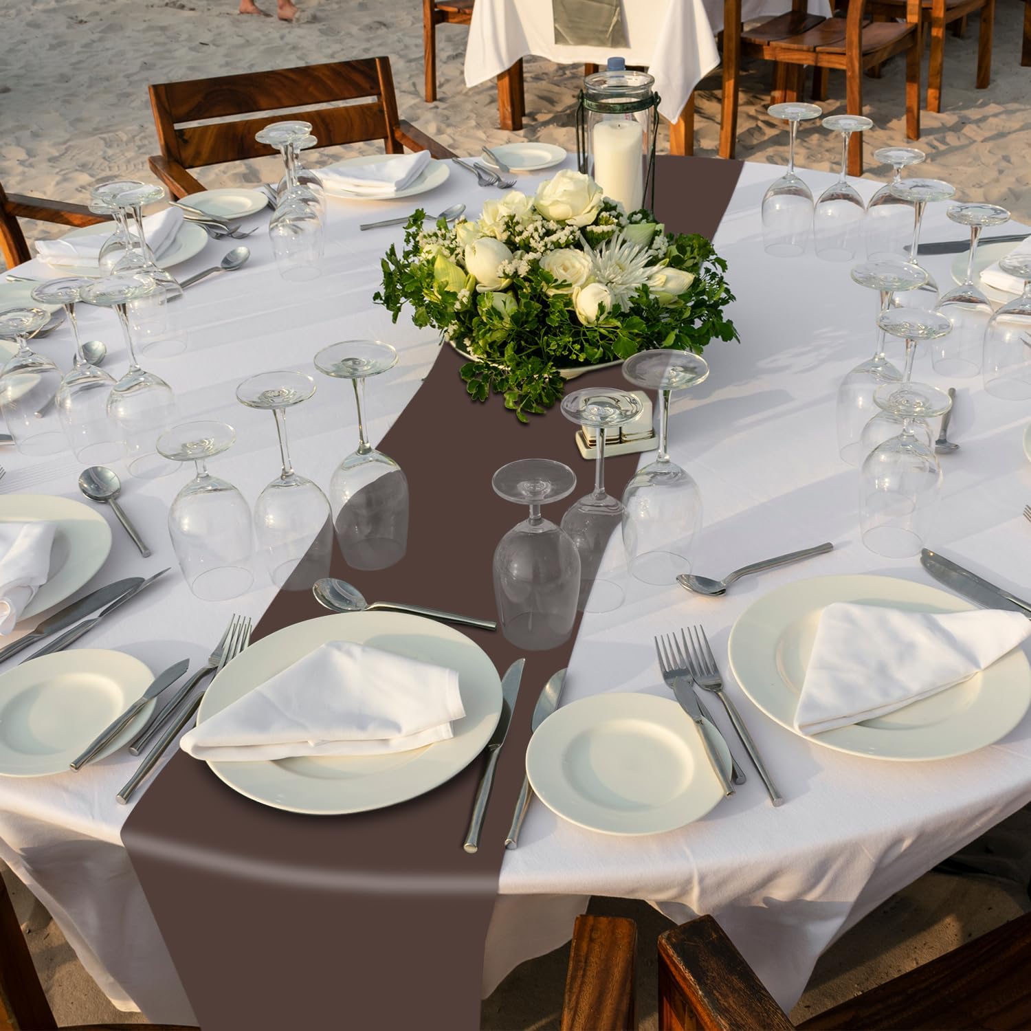Camino de mesa de plástico desechable de alta calidad de 14 x 108 pulgadas, para boda, cena, cumpleaños, banquete, Halloween, decoración de fiesta