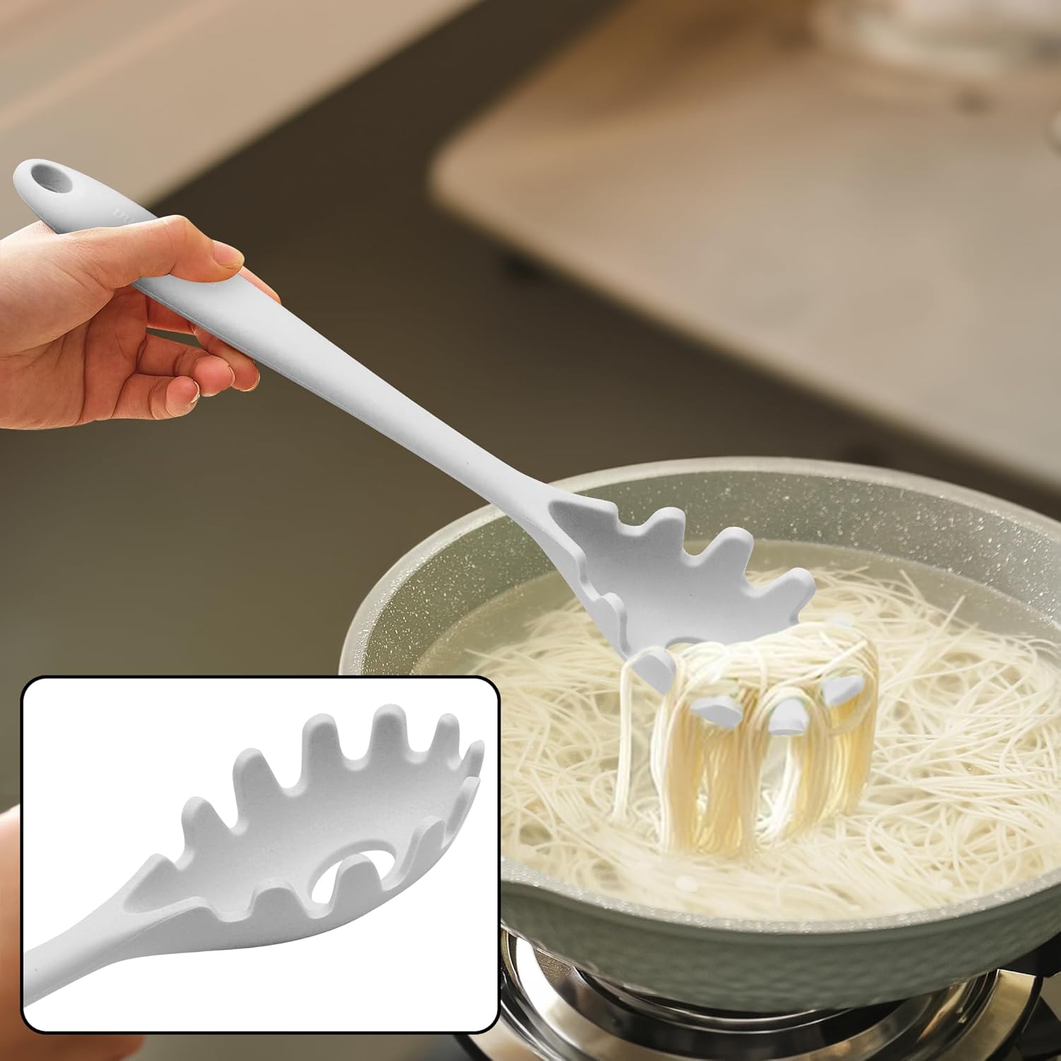 Cucharas de cocina de silicona, resistentes al calor, cuchara ranurada para pasta de silicona, juego de cucharas sólidas para utensilios de cocina