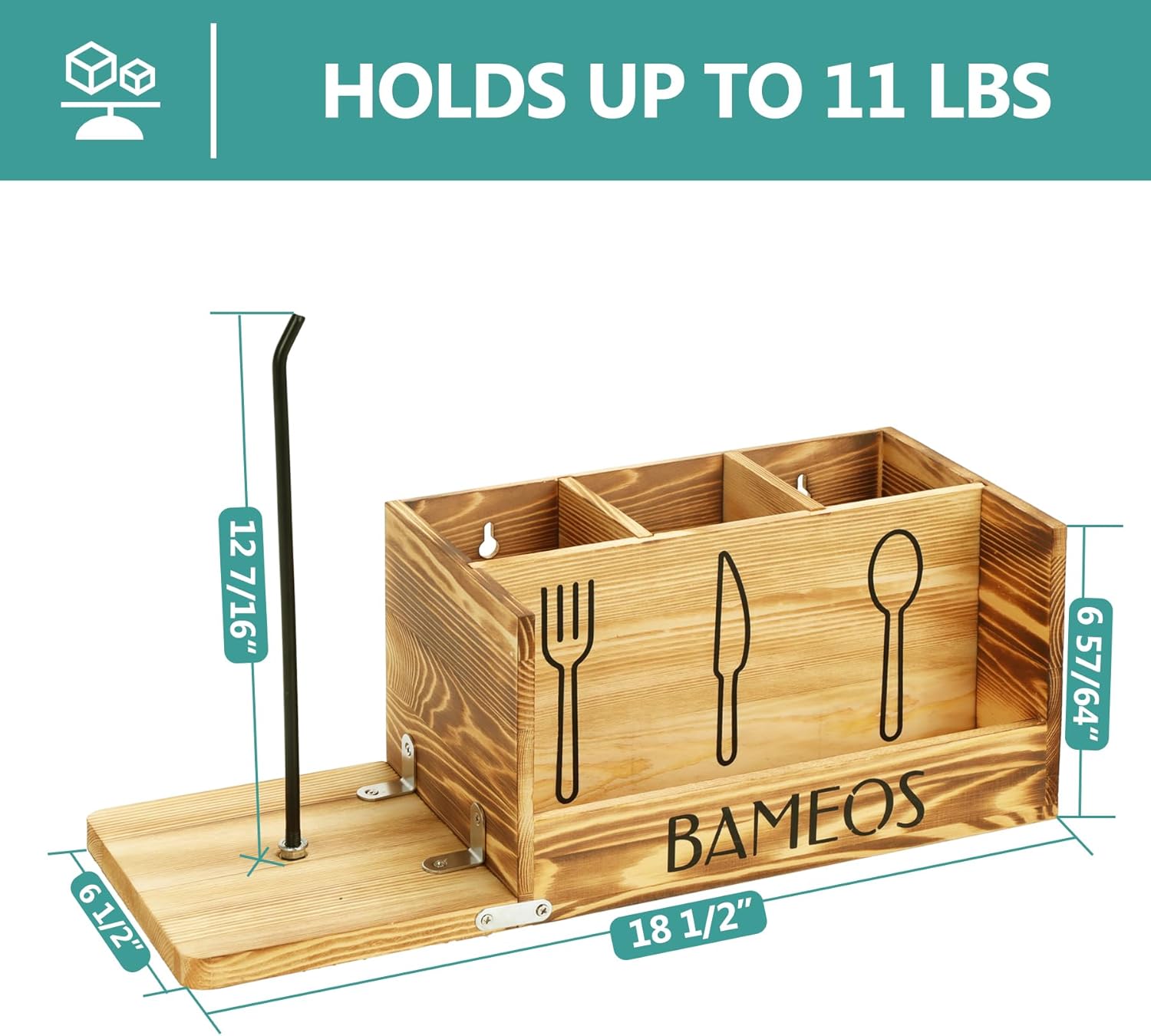 BAMEOS Soporte para utensilios de cocina – Soporte para utensilios de cocina para espátula, cuchara, alambre, organizador de utensilios de metal,