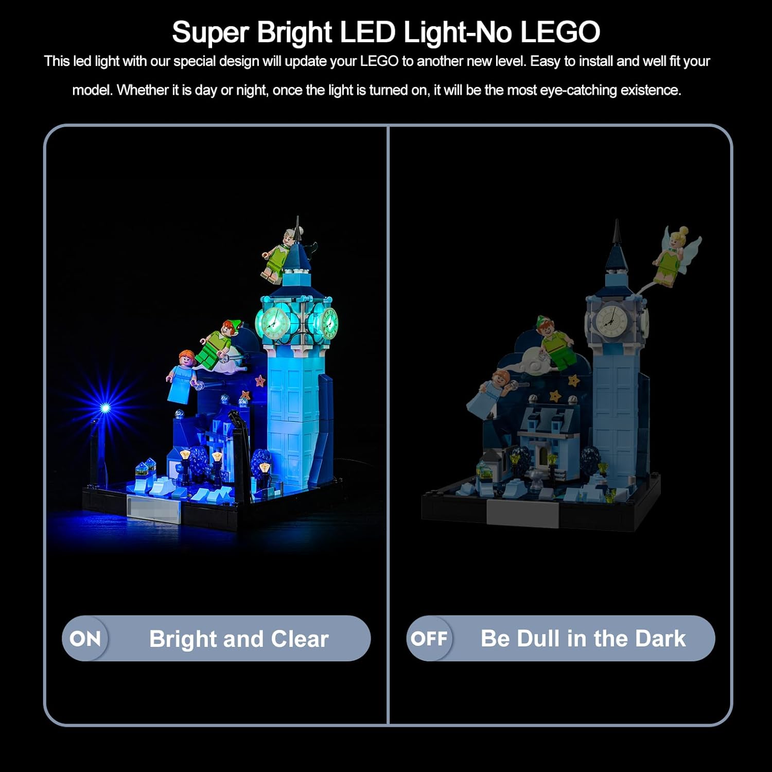 BrickBling Luz LED para Lego Disney Peter Pan y Wendy’s Flight Over London, kit de iluminación creativa compatible con Lego 43232 (solo luces, sin