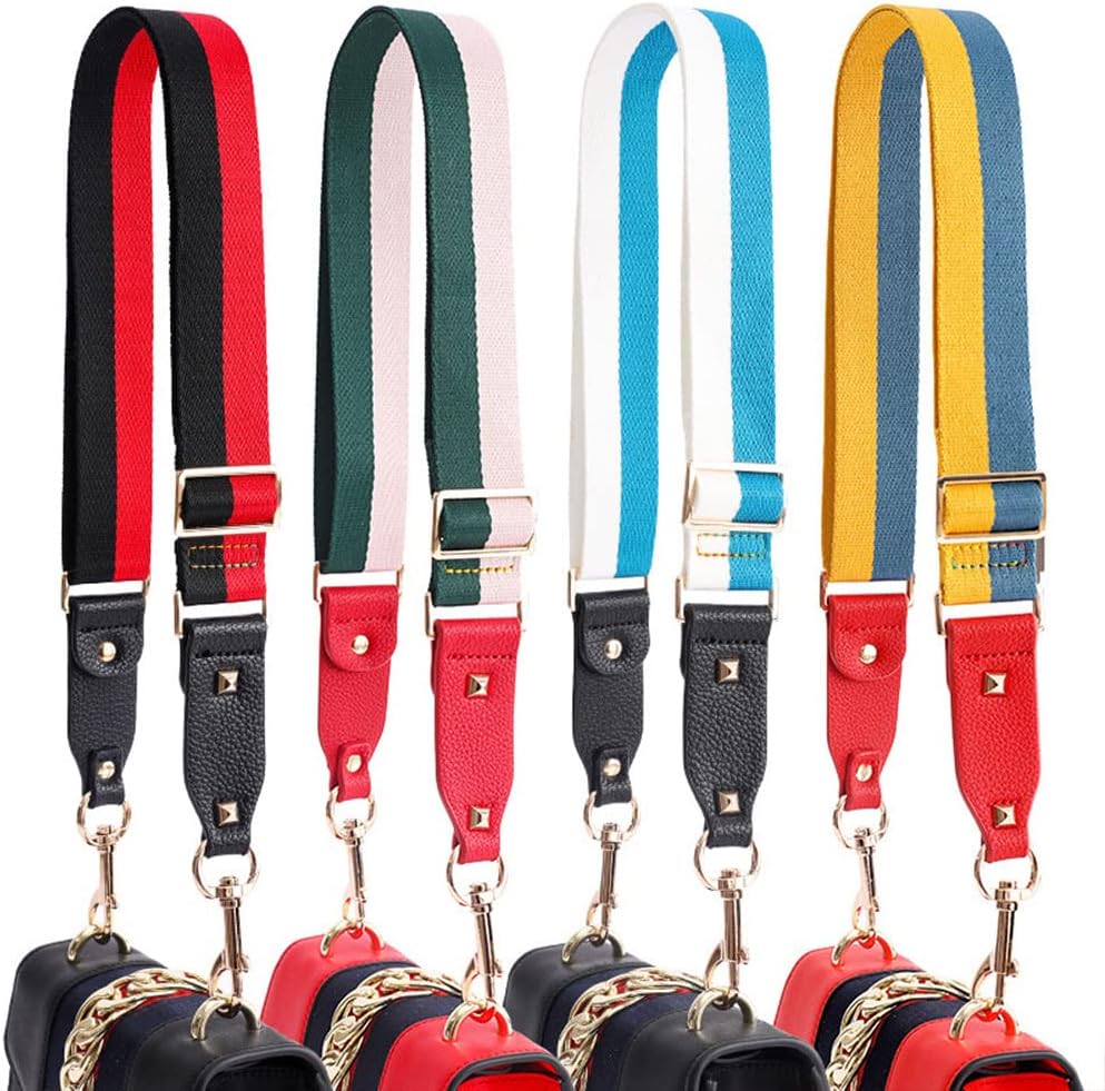 Correa de repuesto ajustable para bolso cruzado ancho para bolsa de hombro con correas de sarga a rayas, Blanco Azul-rojo, Classic