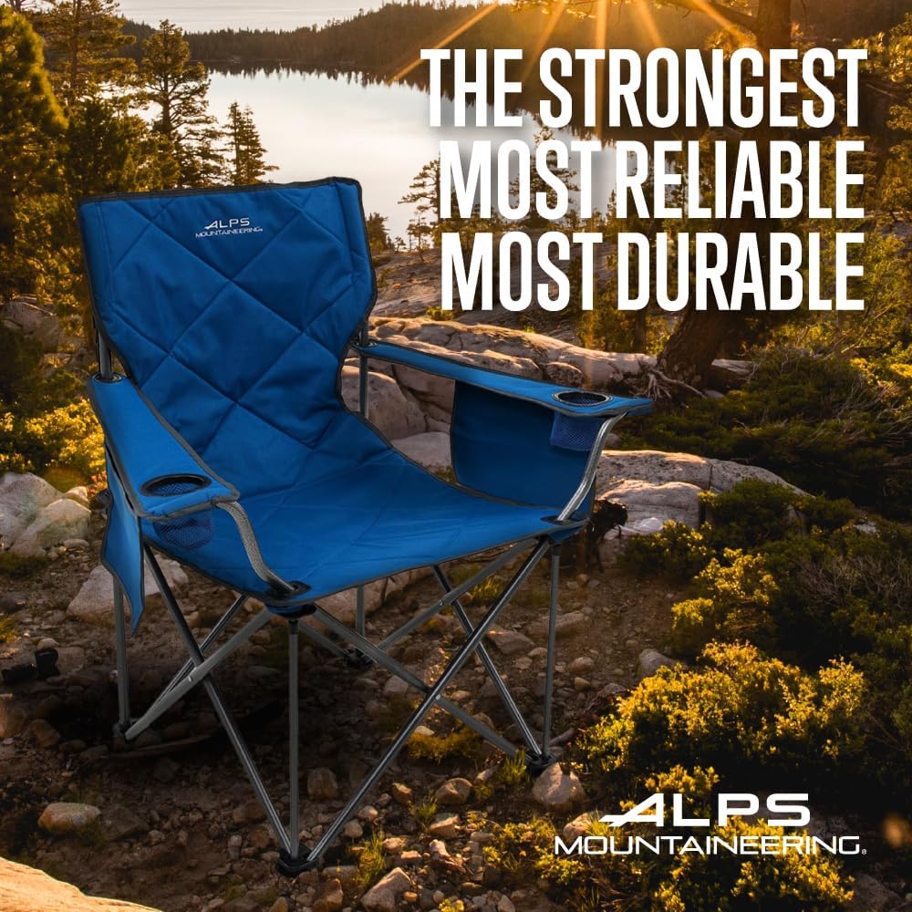ALPS Mountaineering King Kong – Sillas de camping para adultos con portavasos de malla y bolsillos, construidas duraderas y fiables con marco de