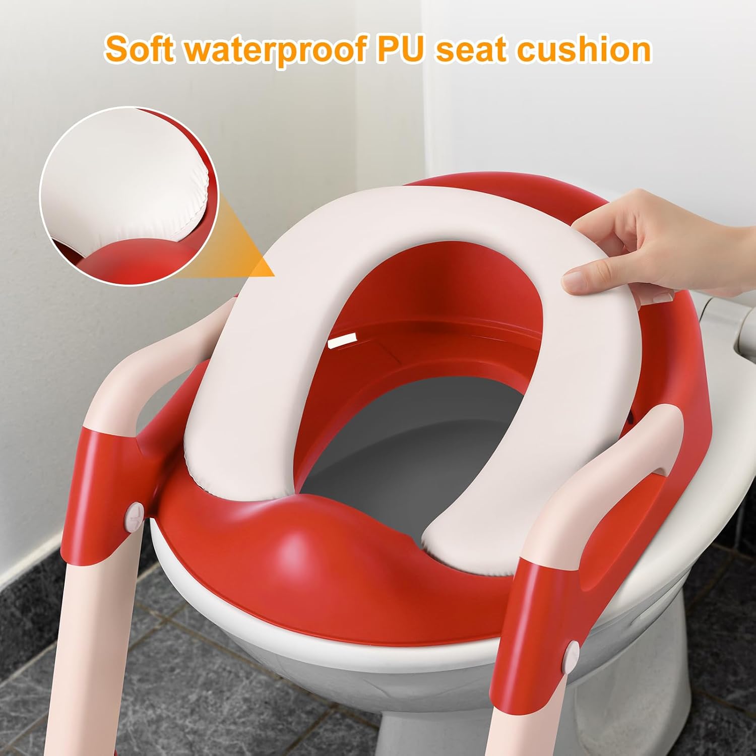 Asiento de inodoro de entrenamiento para ir al baño con escalera, inodoro de entrenamiento para ir al baño para niños y niñas, altura ajustable,