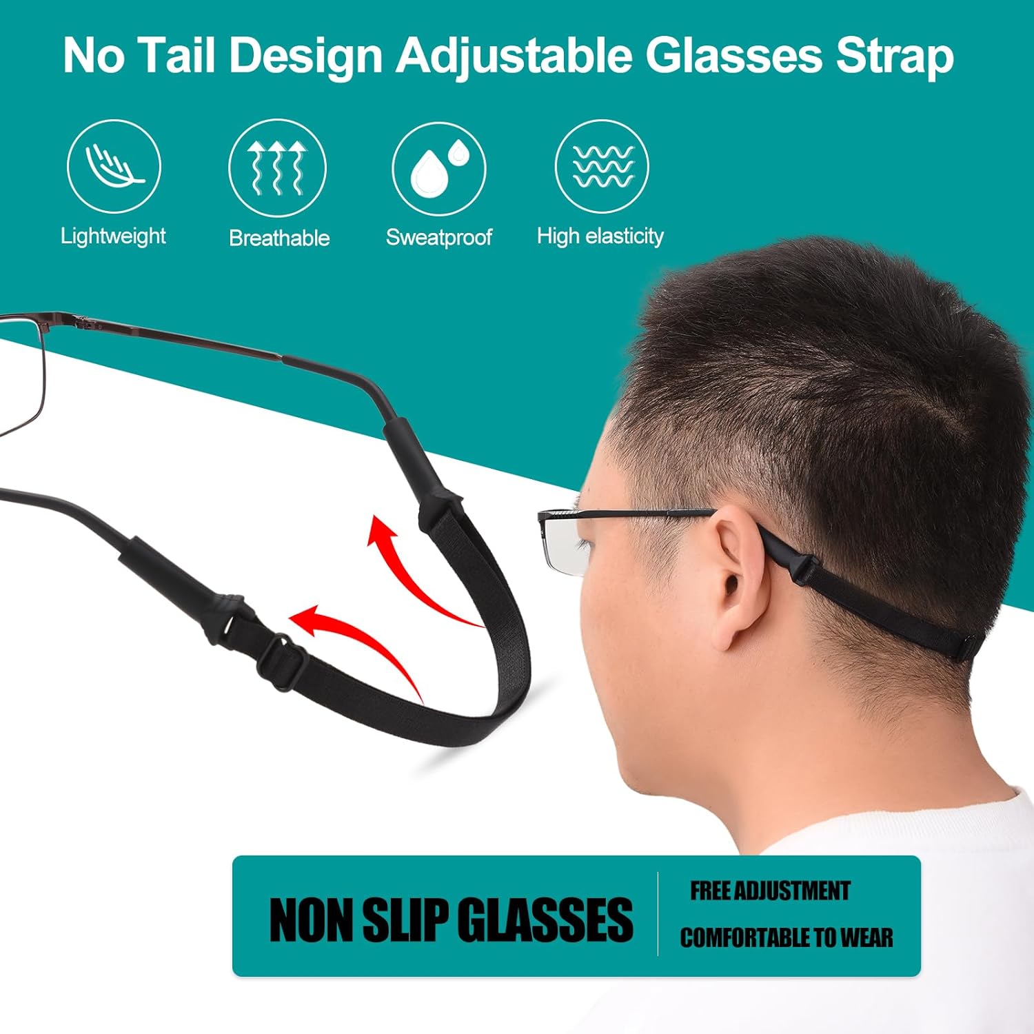 4PCS Glasses String Holder Strap,Stretchy Fabric No Tail Glasses Neck Lanyard Cord, Adjustable Sports Sunglasses & Eyeglasses Holder Rope Eyewear