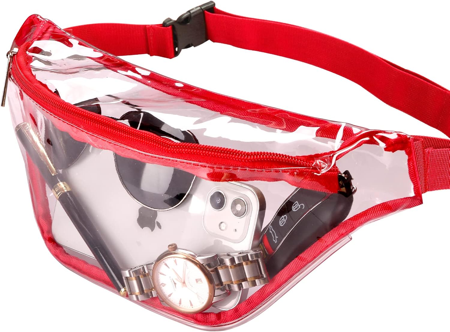 Riñonera transparente para mujer, impermeable, pequeña y transparente, bonita cintura con correa ajustable, bolsa transparente aprobada por el